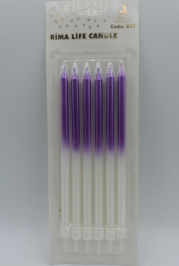 Mor Beyaz Doğum Günü Mumu 6 Lı Kod: 938